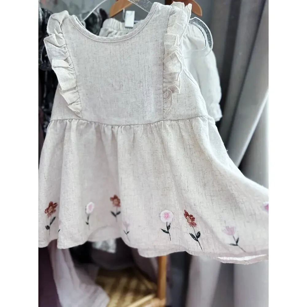Blooming Little Beauty Gauzy Embroidered Floral Babydoll Top + Bloomers
